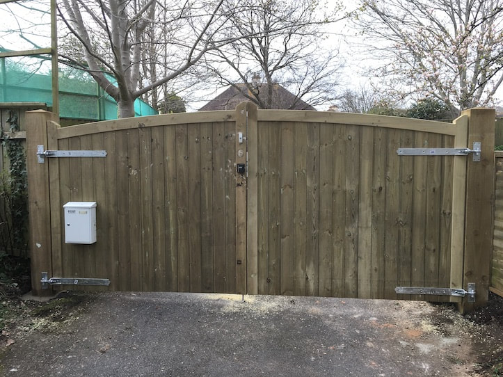 double width timber gate on driveway